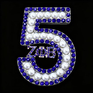 Tùy chỉnh Tình Huynh Đệ Hy Lạp Zeta phi Beta Trâm-men màu xanh, ngọc trai trắng, số 1-100series Pin - Product Image 5