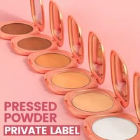 Poudre compacte imperméable à 6 couleurs avec logo personnalisé, contrôle du sébum, pour peaux foncées, fond de teint, maquillage du visage, poudre fixante