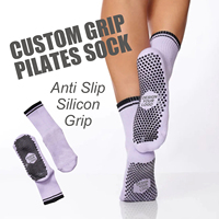 Chaussettes de yoga antidérapantes tricotées pour femmes avec logo personnalisé, idéales pour la gym et le Pilates, avec grip et coupe haute, fourniture OEM