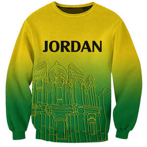 Venta al por mayor Hachemita <span class=keywords><strong>JOR</strong></span> Impresión completa Bandera Patrón gráfico O-cuello Manga larga Casual ODM Custom100 % Poliéster Jersey de hombre - Product Image 3