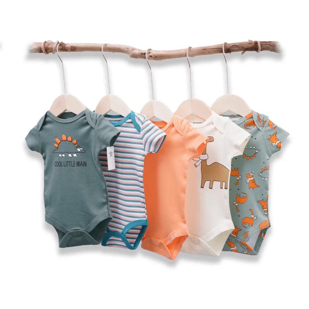 wholesale summer new born baby gift set short sleeve romper baby onesie cotton baby clothes clothing