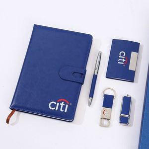 Executive Gift <b>Set</b>: Branded <b>Notebook</b>, Pen, Card Holder, Keychain & USB Drive - Perfect Corporate Gifts - Product Image 4