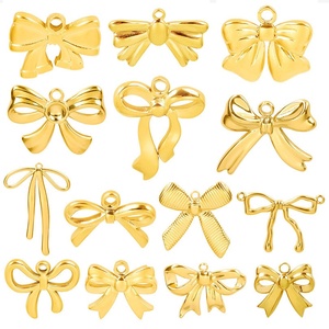 POWELL Stainless Steel Bow <strong>Pendant</strong> Versatile DIY Necklace Accessory with 18K Plated Gold <strong>Fashionable</strong> Style <strong>Charms</strong> - Product Image 1