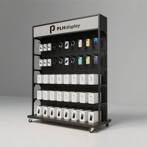 携帯電話アクセサリーディスプレイラック用金属棚付きカスタマイズされた耐久性のあるスラットウォール - Product Image 1