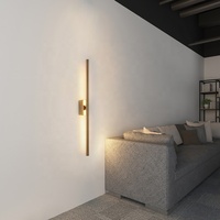 Lámpara LED de pared de tubo lineal simple, candelabro moderno con fondo de arriba hacia abajo, luz de pared opuesta, para cabecera, vestíbulo, pasillo, negro y dorado