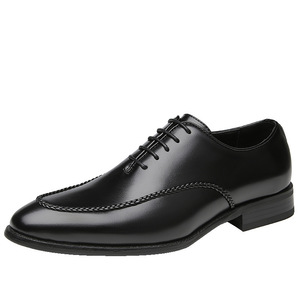 Zapatos de Vestir de Hombre de Cuero Genuino con Punta Puntiaguda y Cordones, Suela de Goma Negra Sólida, para Todas las Temporadas, Envío Directo - Product Image 1