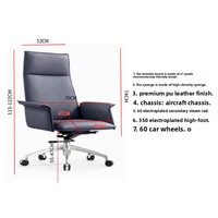 Chaise de bureau exécutive en cuir, simple, moderne et minimaliste, confortable pour une utilisation prolongée, idéale pour l'ordinateur, les affaires et les conférences, avec dossier arqué