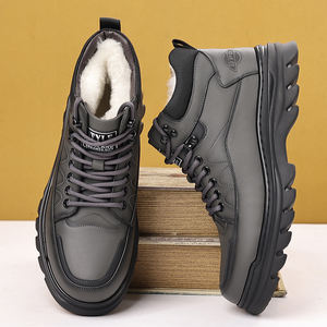Nuovi stivali invernali da uomo in pelle di mucca <span class=keywords><strong>con</strong></span> pelliccia bianca all'interno della suola spessa allacciata da esterno scarpe da escursionista da esterno di marca di fabbrica - Product Image 4