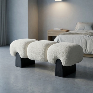 Banc de repos design moderne en sherpa doux pour <span class=keywords><strong>entrée</strong></span>, tabouret de chambre, ottoman, ou banc de bout de lit pour personnes âgées, idéal pour centre commercial - Product Image 2