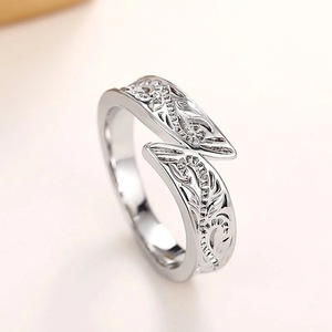 European Hip Hop Classic Metal Feather Vintage Engagement Gift <b>Open</b> Band Unisex Statement Fashion <b>Ring</b> - Product Image 3