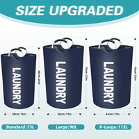 Panier à linge pliable 90L imperméable avec poignées en aluminium protégées par de la mousse pour la lessive, le dortoir et la famille