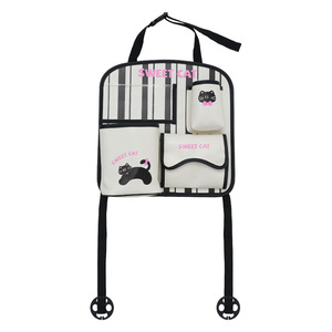 Bolsa de almacenamiento para el respaldo del asiento del coche Sweet Cat, con bolsillo para pañuelos y portavasos, para la organización del interior del vehículo - Product Image 5