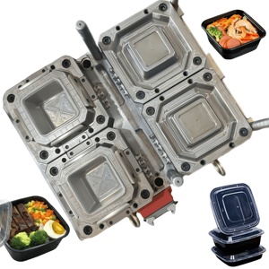 Nhà máy tùy chỉnh kích cỡ khác nhau 2 khoang nhựa trong suốt bức tường mỏng lấy đi thực phẩm <span class=keywords><strong>container</strong></span> vuông ăn trưa hộp tiêm khuôn - Product Image 1