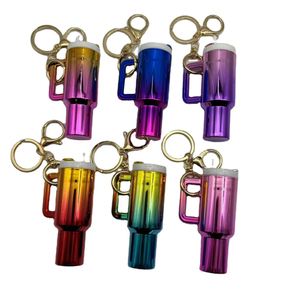 Hot Sale <b>Mini</b> Cup Keychain New Style Pendant Gradient <b>Mini</b> Glass Cup Keychain Lipstick Holder <b>Mini</b> Lipstick <b>Backpack</b> Pendant - Product Image 1