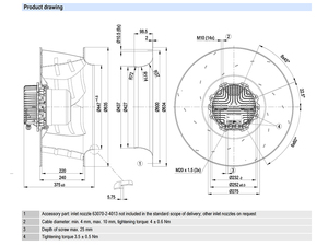Ventilador centrífugo EC ebm-papst R3G630-AB21-61 con aspas curvadas hacia atrás, soplador industrial para unidad de tratamiento de aire de ventilación HVAC - Product Image 3