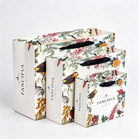 Sac cadeau en papier, motif floral forêt et jardin, sac cosmétique, sac de beauté, vêtements, ruban noir vintage, logo personnalisé, vente en gros