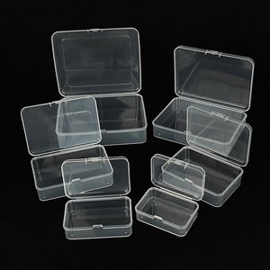 Cajas de almacenamiento de plástico transparente, organizador de escritorio rectangular cubierto para piezas, herramientas, accesorios, almacenamiento de tarjetas, combinación K - Product Image 1