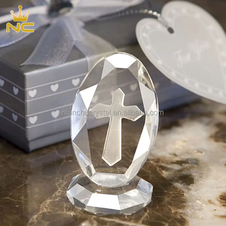 Oval cristal Cruz de pie para la primera comunión boda bebé ducha regalo