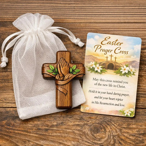 Prayer Cross Wooden Religious Decor For <b>Easter</b> Home Decoration With Prayer Card And <b>Gift</b> <b>Bag</b> - Product Image 2