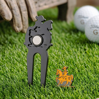 Vente en gros de fourchettes à divot magnétiques personnalisées avec marqueur de balle, outil à divot de forme unique, cadeau promotionnel de golf personnalisé