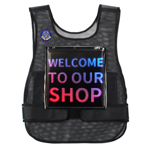 LOY Walking Billboard Display Safety Waterproof Led Advertising Vest Washable Reflective Running Vest with Led