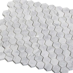 Mosaico de mármol blanco de Carrara del mosaico de mármol blanco de Carrara del salpicadero de la pared del piso del <span class=keywords><strong>cuarto</strong></span> de b - Product Image 2