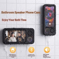 Nouvelle Housse Étanche pour Téléphone avec Haut-Parleur pour Salle de Bain, Support Étanche pour Téléphone avec Écran Tactile pour Suivi de Contenus en Douche