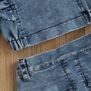 Conjunto 2 pçs jeans bebê verão 2022, vestido + saia crianças roupas jeans - Product Image 5