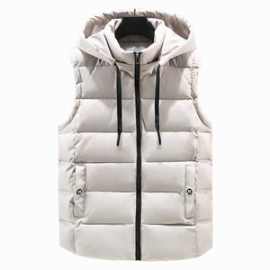 Chaqueta de invierno Chaleco Excelente sin mangas Abrigo térmico de plumón Tejido Hombres Puffer Sudadera con capucha extraíble Cálido Tallas grandes - Product Image 5