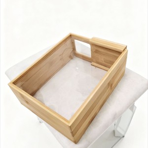 Wooden Rice Storage Box With Handle Rectangle 22 <b>In</b> High For <b>Kitchen</b> Food Storage - Product Image 4