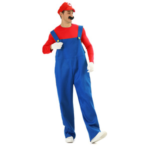 <b>Mario</b> Cosplay <b>Costume</b> Unisex Adult Blue Overalls Red Green Shirt Halloween Party Outfit - Product Image 5