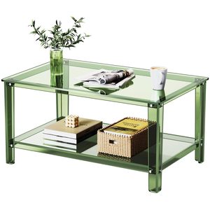 Piccolo tavolo da caffè in acrilico mensola verde rettangolo tavolo centrale per mobili per la casa per piccoli spazi soggiorno mobili - Product Image 1