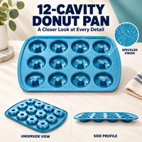 Plateau de cuisson pour beignets à 12 cavités, moule à beignets en acier au carbone de qualité supérieure, antiadhésif, pour la cuisson au four, desserts faits maison