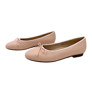 Zapatos planos de cuero para mujer, zapatillas de Ballet bonitas de talla grande 42 43 44 45, zapatos de trabajo informales y de oficina, 2023