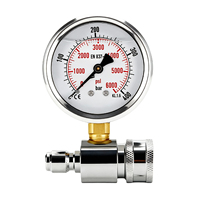 Industrial Pressure Gauge 6000 PSI Stainless Steel High Pressure Analog Gauge Dual Scale Psi Bar Quick Connect Hydraulic Tester