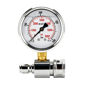 Testeur hydraulique en acier inoxydable 6000 PSI avec double échelle et affichage analogique manomètre - Product Image 6