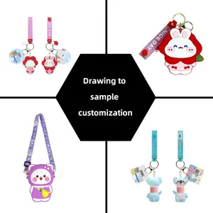 Custom Children's Silicone Coin Purse Pendant Frog Earphone Bag Long PVC Lined Zipper Closure Mini Storage Promotional Gift