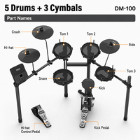 NUX DM100 Professional Electric Drum Set-Metal Construction Double Layer Adjustable Design