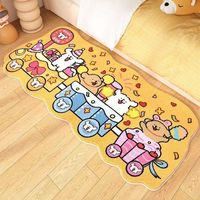 Tapis de Chevet en Peluche Alien Dessin Animé Haut de Gamme en Polyester Fausse Cachemire pour Chambre de Fille Résistant au Froid et à la Saleté pour Baie Vitrée