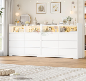 <span class=keywords><strong>Commode</strong></span> blanche à 6 tiroirs, armoire de rangement moderne avec 6 tiroirs, 23,6"L x 15,7"l x 31,5"H, idéale pour la maison et le bureau - Product Image 3