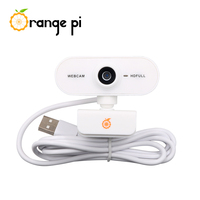 Kamera HD Mini Orange Pi 1080P Rotasi Horizontal 360 Derajat Antarmuka USB Mikrofon Analog Kompatibel dengan Win XP/7/8/10 IOS 10x10x10