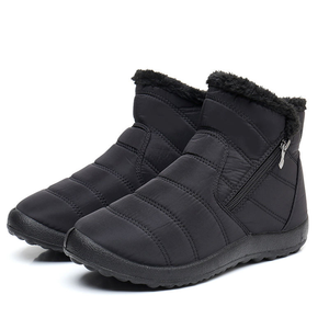Bottes d'hiver hautes pour femmes, doublées de fourrure chaude, confortables, de haute qualité, chaussures d'extérieur. - Product Image 1