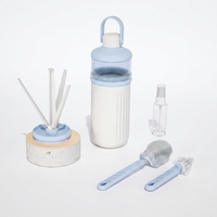 Set Pembersih dan Pengering Botol Bayi Manual Harian dengan Rak Sikat Silikon dan Kotak Bubuk PP untuk Penggunaan di Rumah