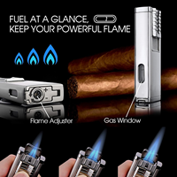 Briquet torche à double flamme DEBANG personnalisé avec logo, grande puissance, rechargeable, avec poinçon à cigares, cadeau d'affaires dans un coffret cadeau