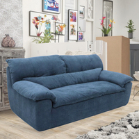 Juego de sofá compresa de diseño de lujo, muebles rectangulares para sala de estar, tela tapizada de terciopelo azul marino, 1 + 2 + 3 Love Seater Vacuum