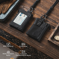 Portefeuille de voyage anti-RFID en nylon, porte-cartes avec fenêtre d'identification et poches zippées, logo personnalisé