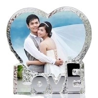 3D Laser Engraved Crystal Photo Frame Heart Shape DIY Wedding Decoration