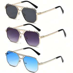 Lunettes de soleil pilote rétro de luxe 2025 avec verres dégradés UV400, monture métallique à double pont, carrées, pour hommes et femmes - Product Image 1