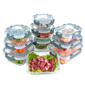 Hot selling lunch box microwave lunchbox glass food container set with lid