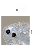 Étui de téléphone scintillant de luxe pour filles, avec motif ondulé, pour 17 16 Pro 15 14 13 12 11, coque arrière avec sangle à chaîne